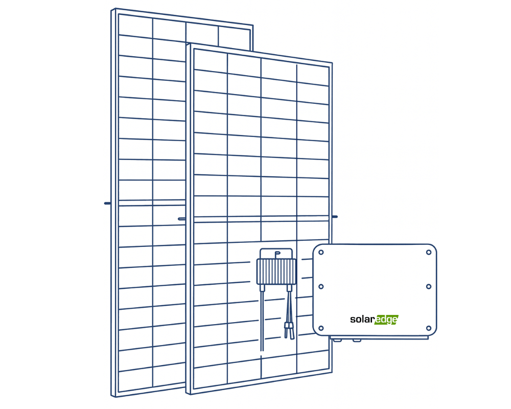 Solar panels and inverter installation illustration